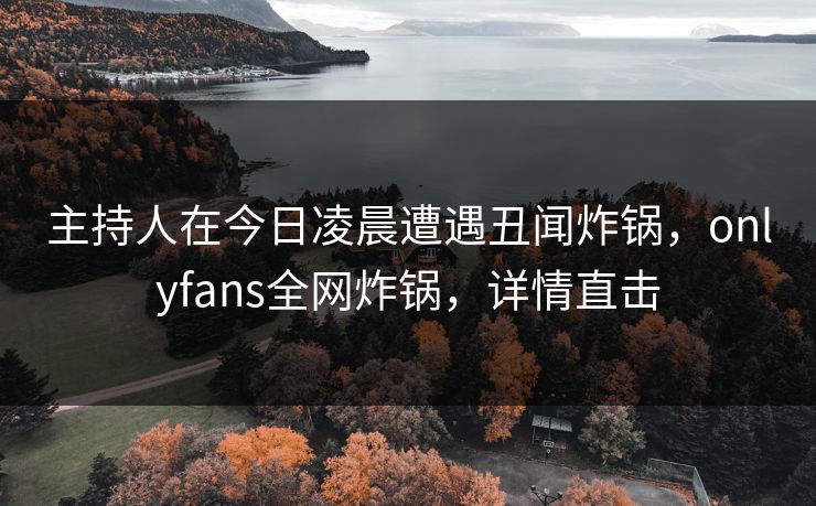 主持人在今日凌晨遭遇丑闻炸锅，onlyfans全网炸锅，详情直击