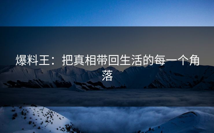 爆料王：把真相带回生活的每一个角落