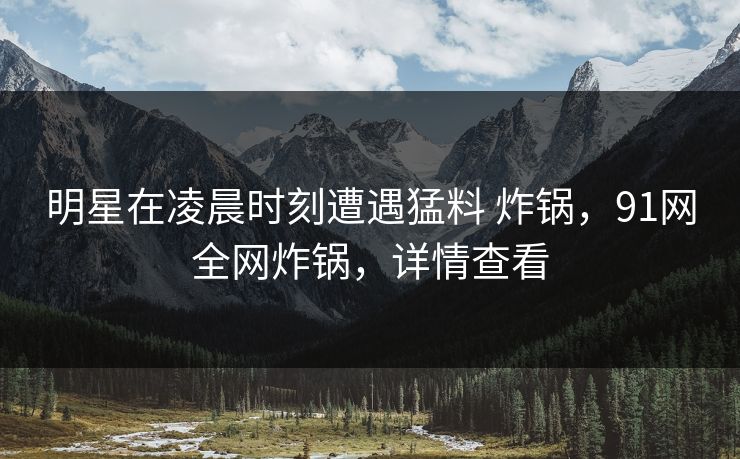 明星在凌晨时刻遭遇猛料 炸锅，91网全网炸锅，详情查看