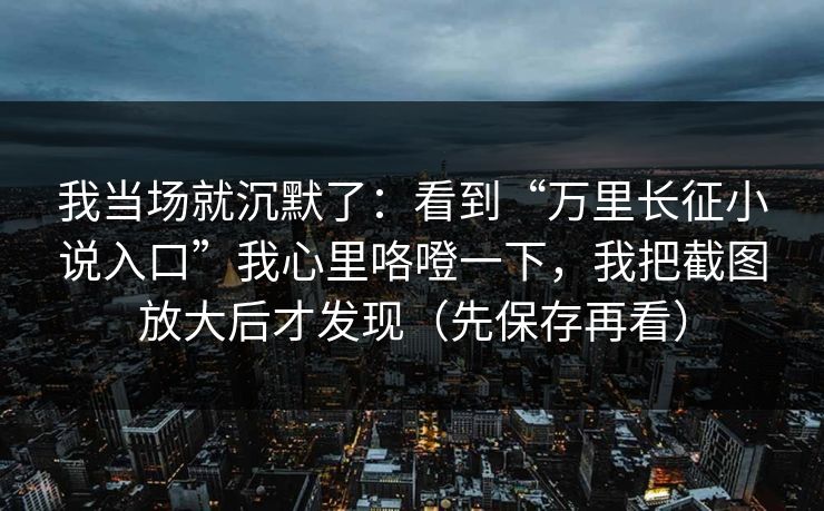 我当场就沉默了：看到“万里长征小说入口”我心里咯噔一下，我把截图放大后才发现（先保存再看）