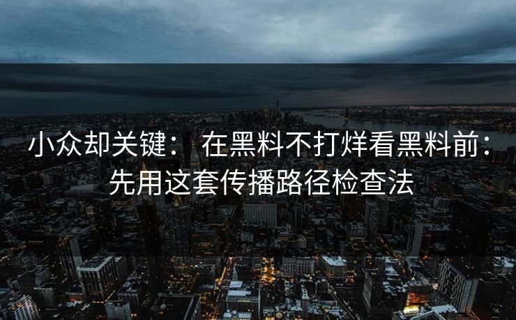 小众却关键： 在黑料不打烊看黑料前： 先用这套传播路径检查法