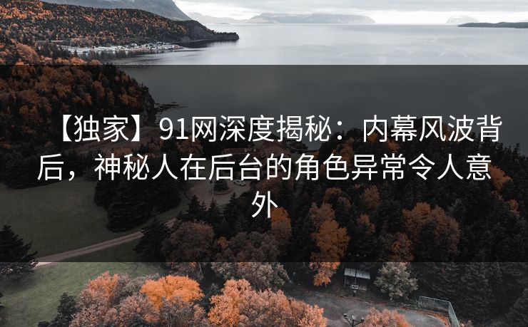 【独家】91网深度揭秘：内幕风波背后，神秘人在后台的角色异常令人意外