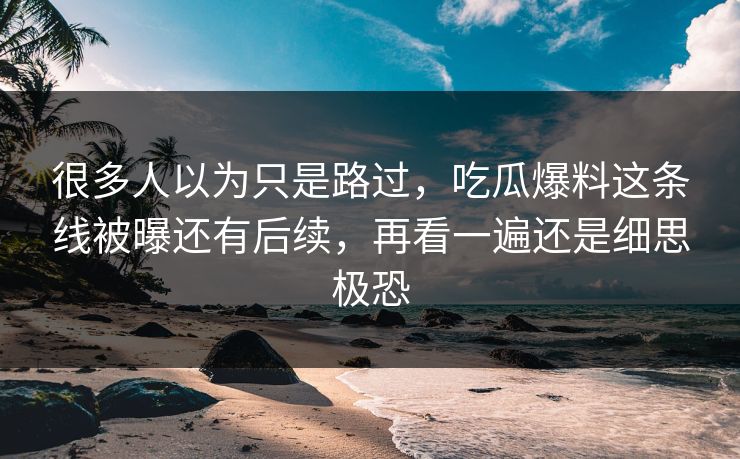 很多人以为只是路过，吃瓜爆料这条线被曝还有后续，再看一遍还是细思极恐